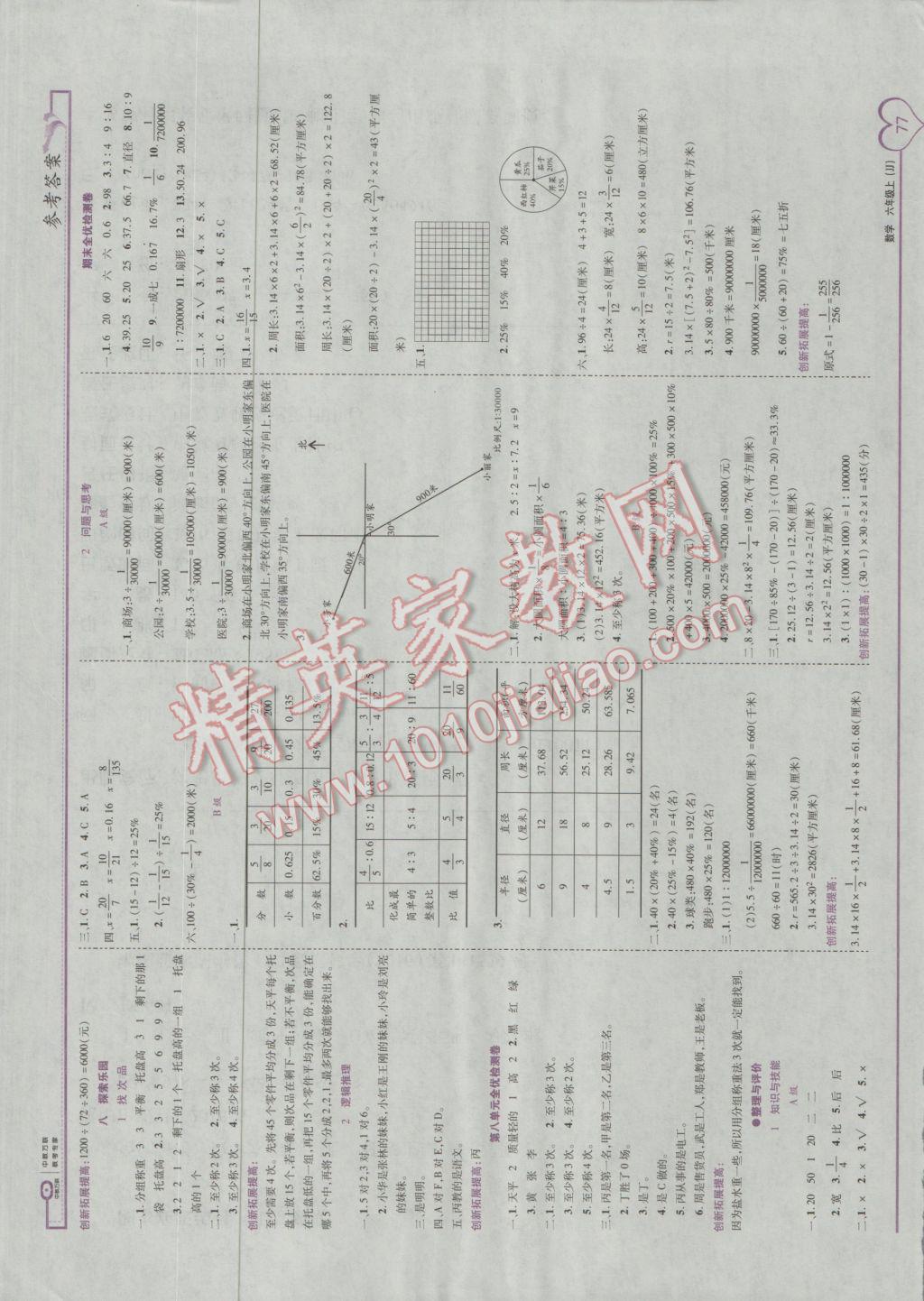 2016年全優(yōu)備考六年級數(shù)學(xué)上冊冀教版 參考答案第7頁