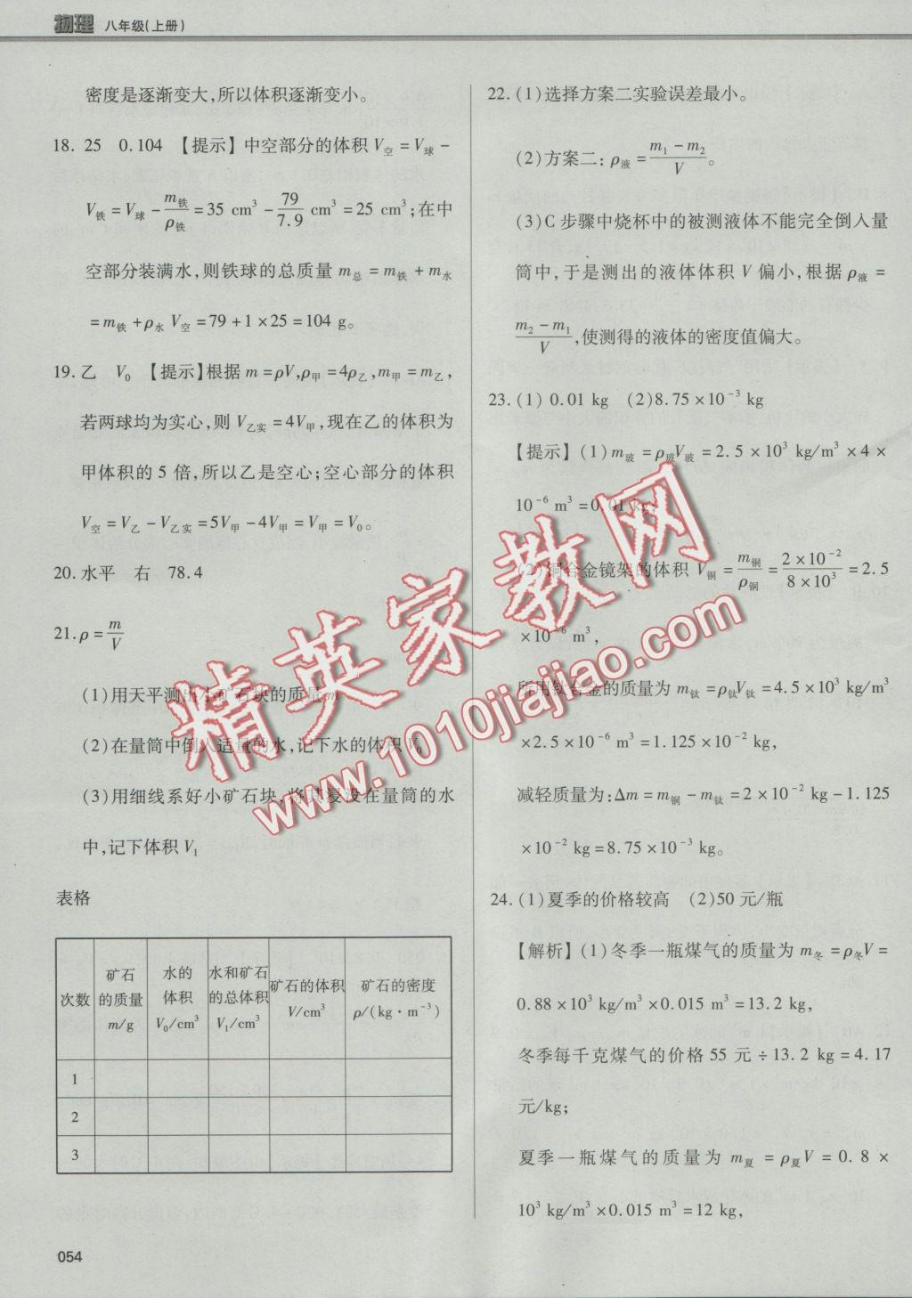 2016年學(xué)習(xí)質(zhì)量監(jiān)測八年級物理上冊人教版 參考答案第54頁