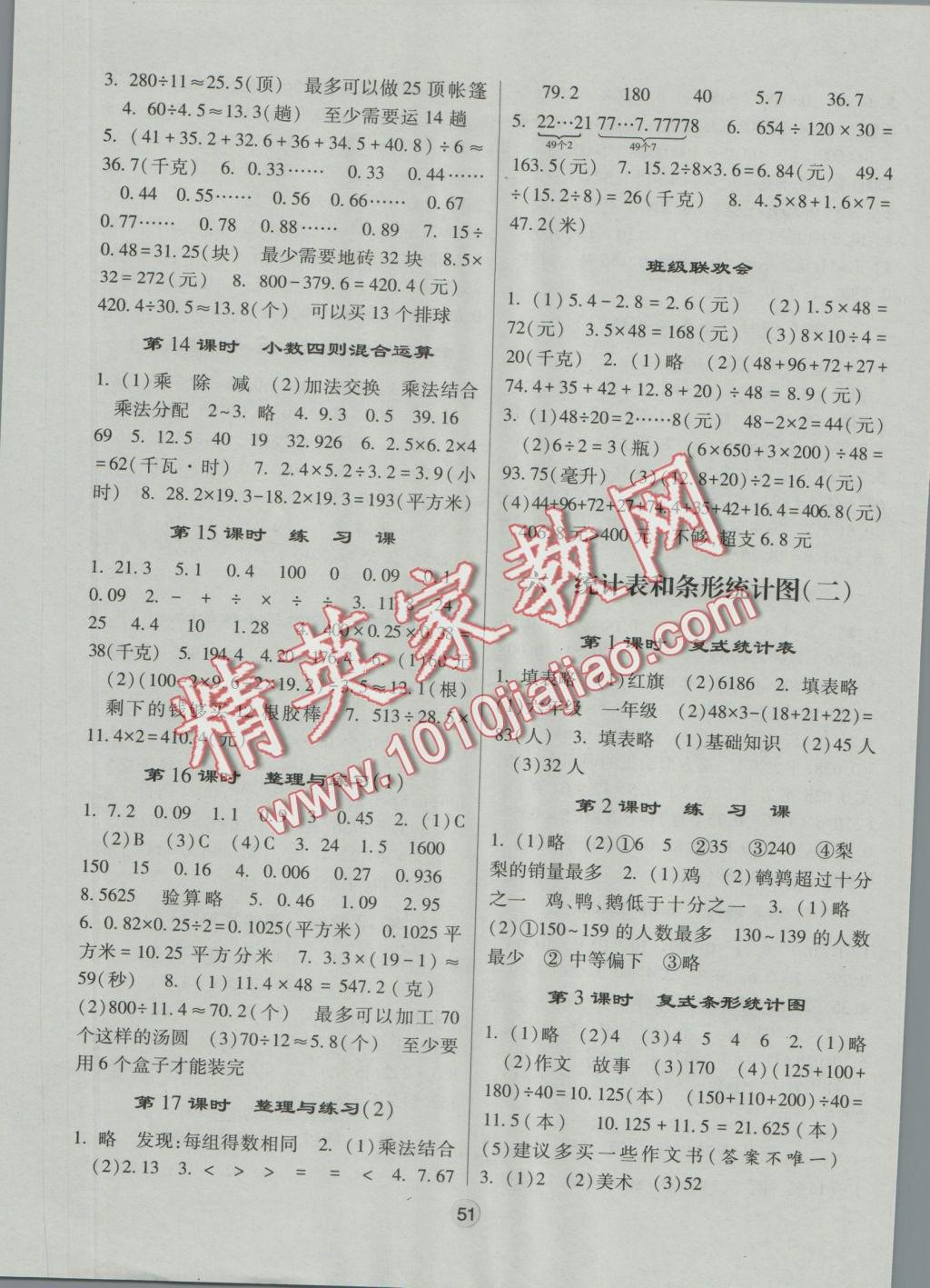 2016年經(jīng)綸學(xué)典棒棒堂五年級數(shù)學(xué)上冊江蘇版 參考答案第10頁