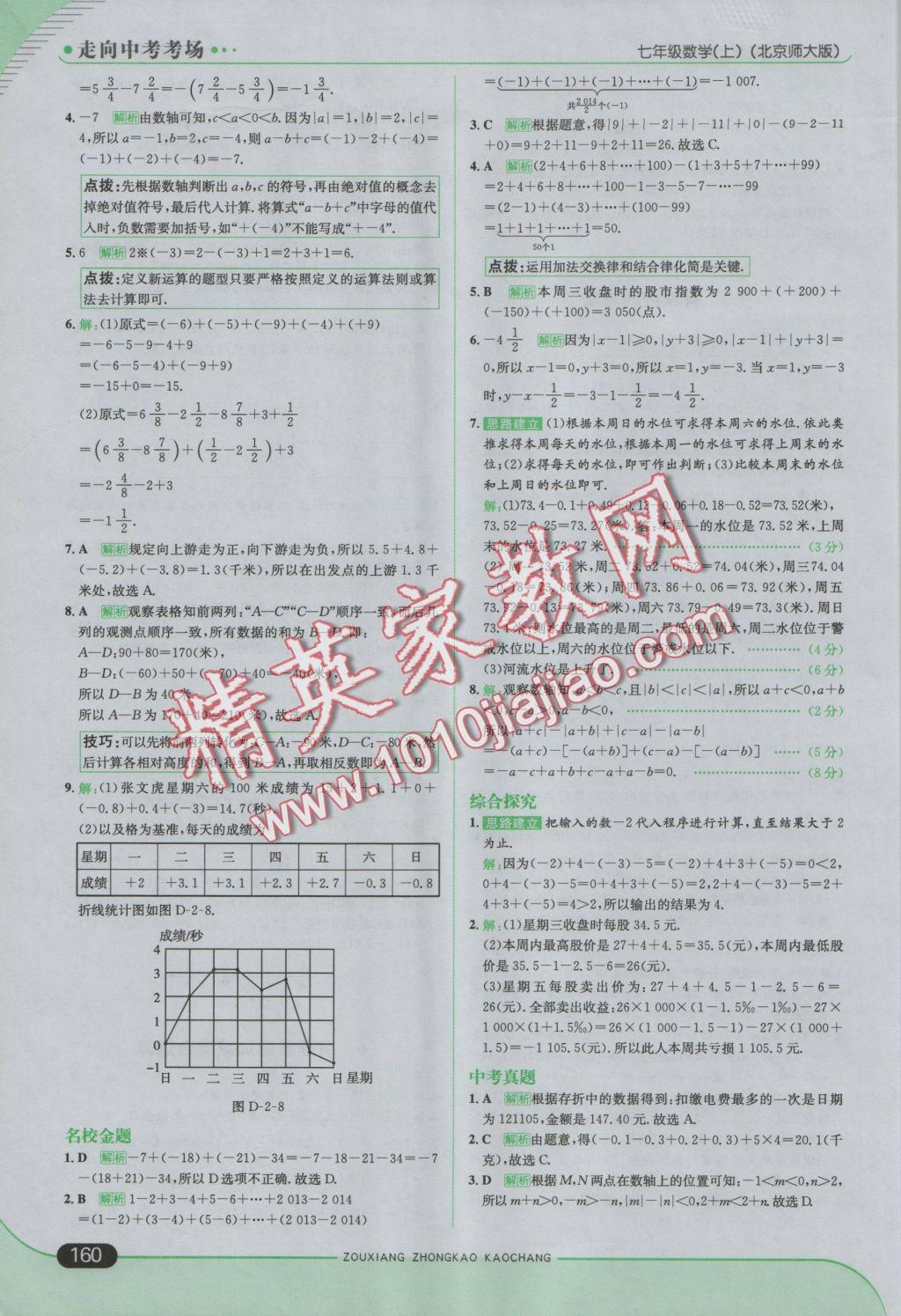 2016年走向中考考场七年级数学上册北师大版 参考答案第10页