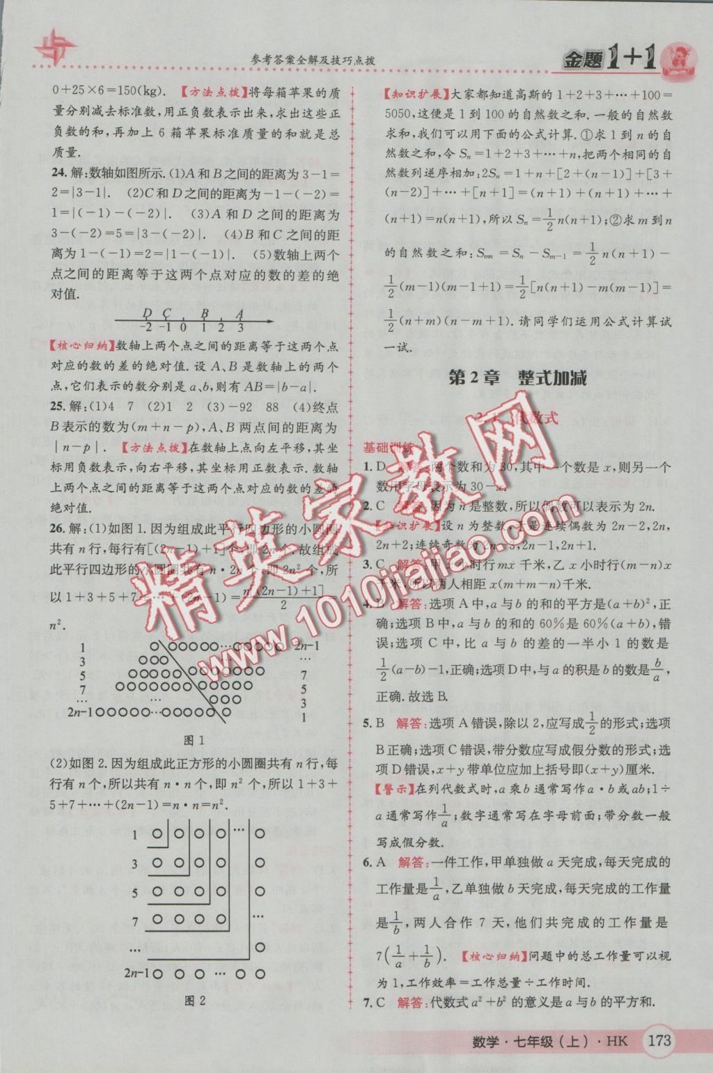 2016年金題1加1七年級數(shù)學(xué)上冊滬科版 參考答案第17頁