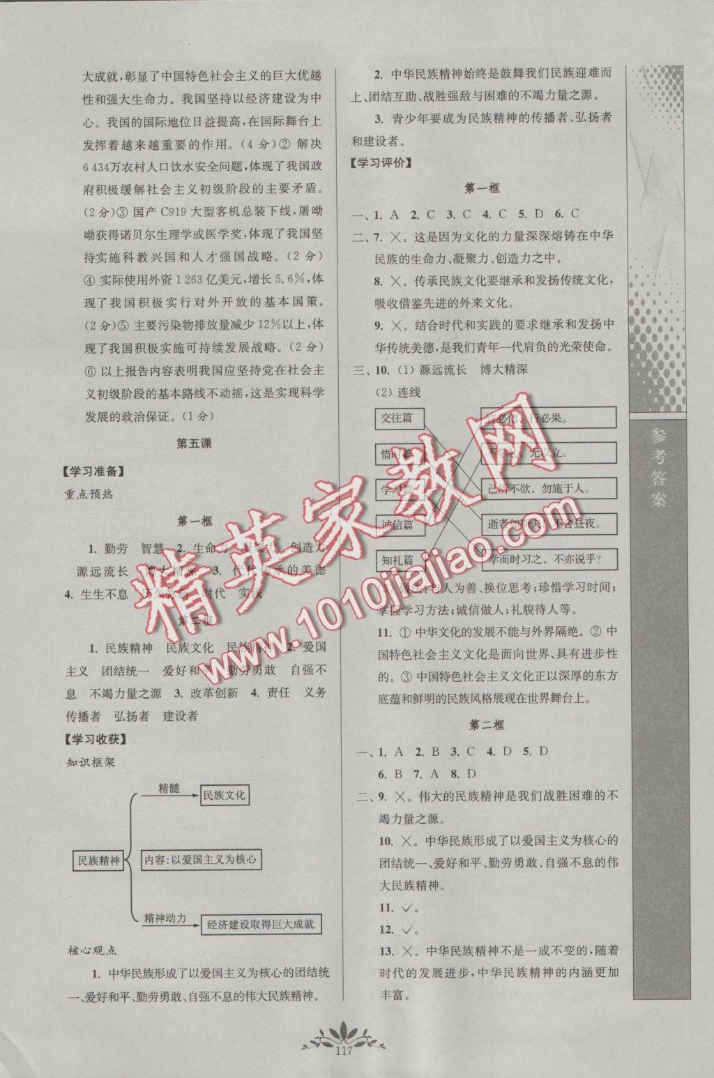 2016年新課程自主學(xué)習(xí)與測評初中思想品德九年級上冊人教版 參考答案第9頁