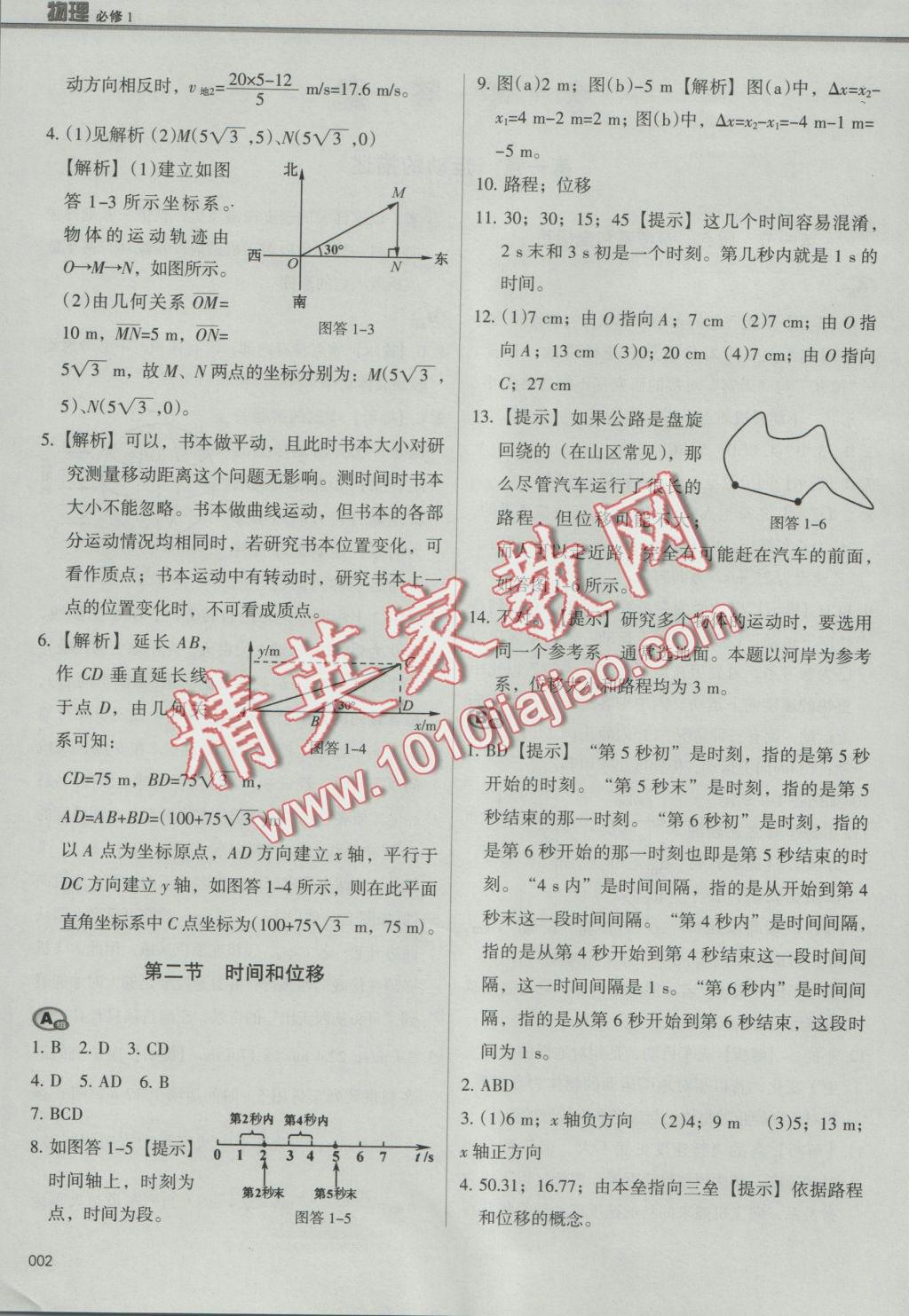 學(xué)習(xí)質(zhì)量監(jiān)測物理必修1人教版 參考答案第1頁