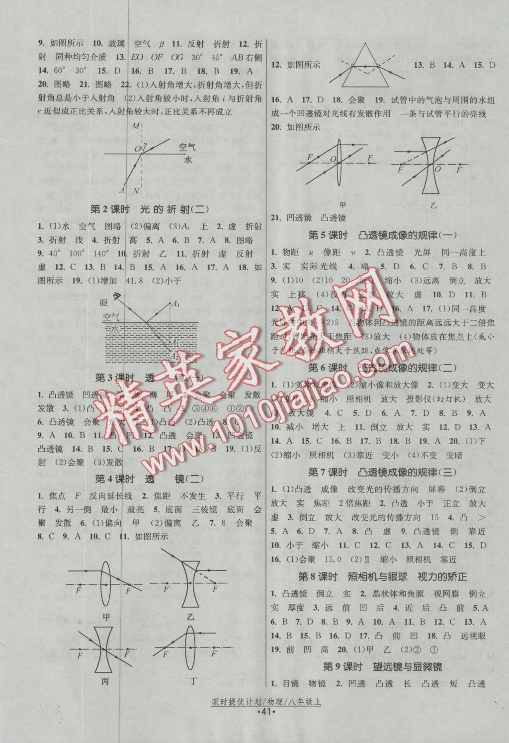 2016年課時提優(yōu)計劃作業(yè)本八年級物理上冊蘇科版 參考答案第5頁