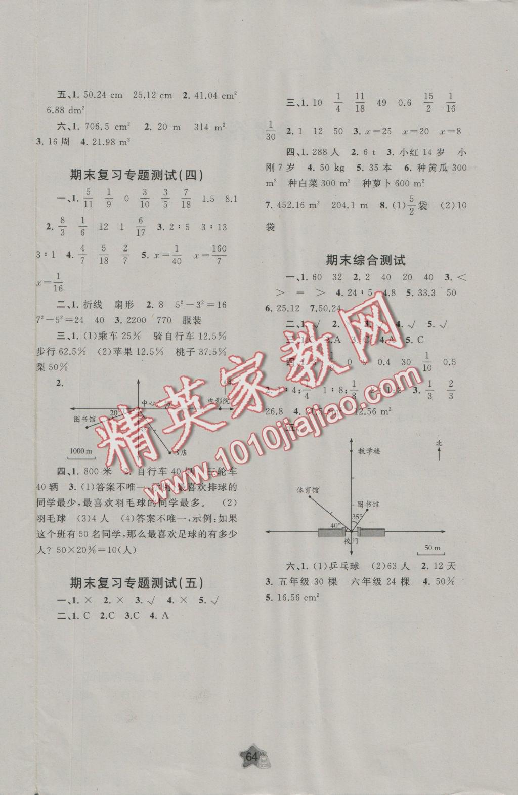 2016年新課程學(xué)習(xí)與測(cè)評(píng)單元雙測(cè)六年級(jí)數(shù)學(xué)上冊(cè)A版 參考答案第4頁(yè)