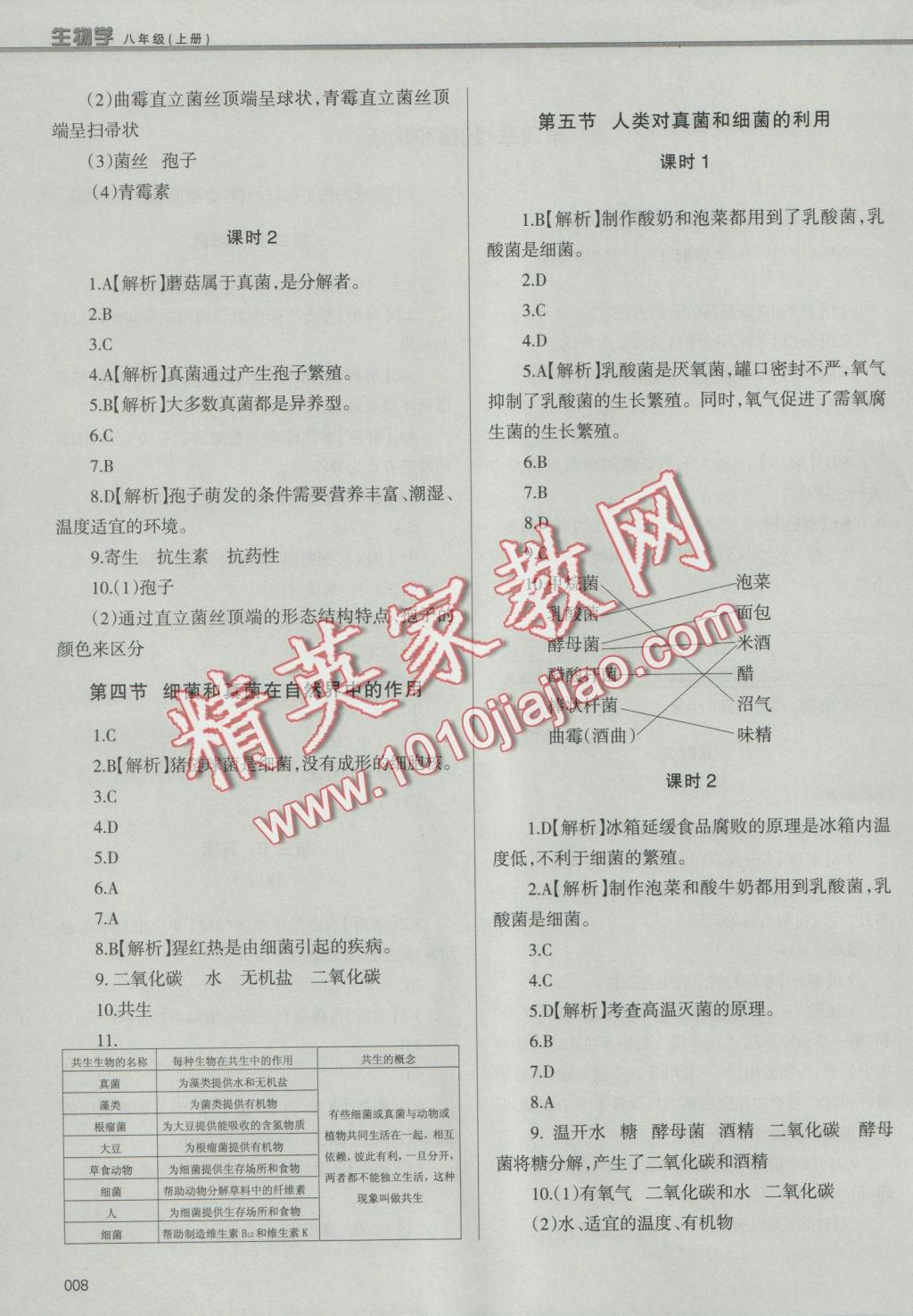 2016年學(xué)習(xí)質(zhì)量監(jiān)測(cè)八年級(jí)生物學(xué)上冊(cè)人教版 參考答案第8頁(yè)