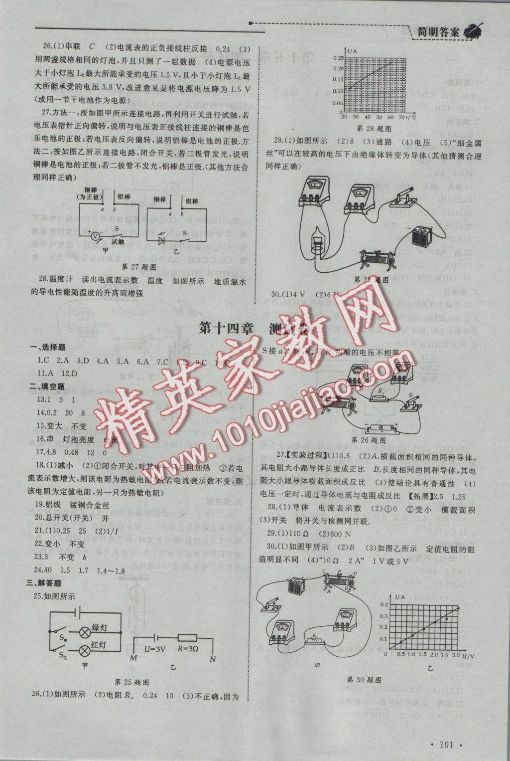 2016年為了燦爛的明天同步訓練與拓展九年級物理上冊蘇科版 參考答案第11頁