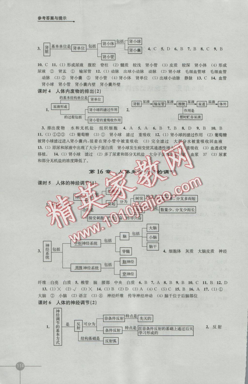 2016年初中生物学课课练八年级上册苏科版 参考答案第1页