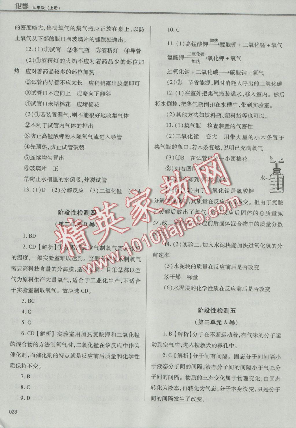 2016年學(xué)習(xí)質(zhì)量監(jiān)測(cè)九年級(jí)化學(xué)上冊(cè)人教版 參考答案第28頁