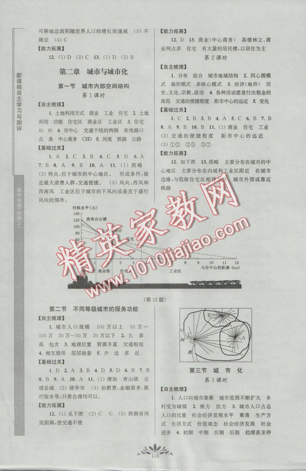 新課程自主學(xué)習(xí)與測評高中地理必修2人教版 參考答案第2頁