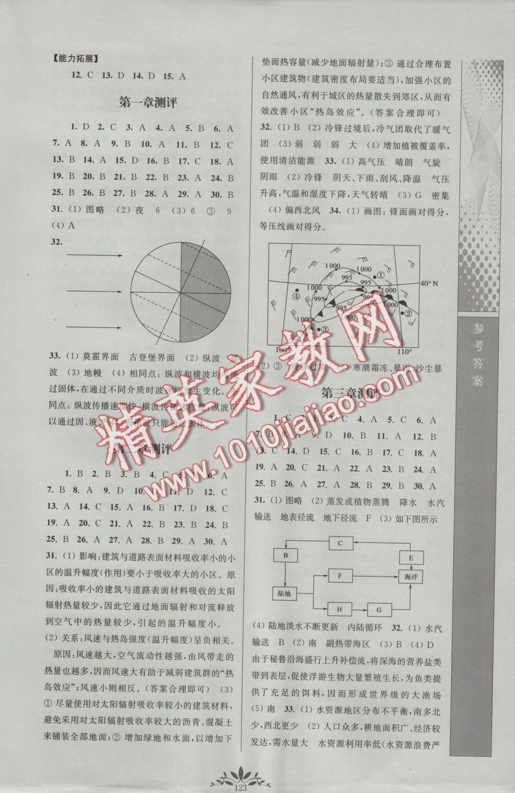 新課程自主學(xué)習(xí)與測(cè)評(píng)高中地理必修1人教版 參考答案第7頁(yè)