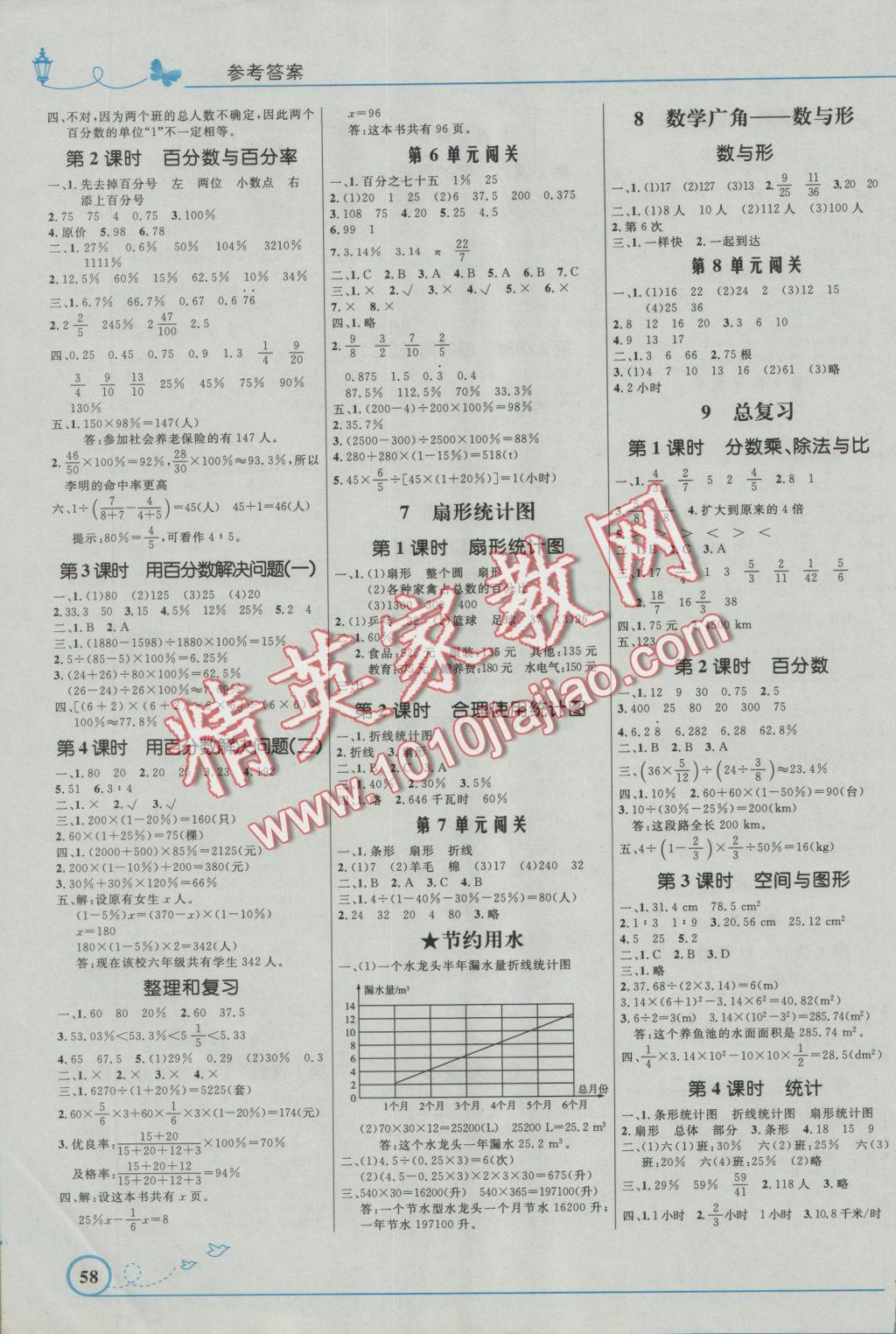 2016年小學(xué)同步測控優(yōu)化設(shè)計(jì)六年級數(shù)學(xué)上冊人教版福建專版 參考答案第4頁