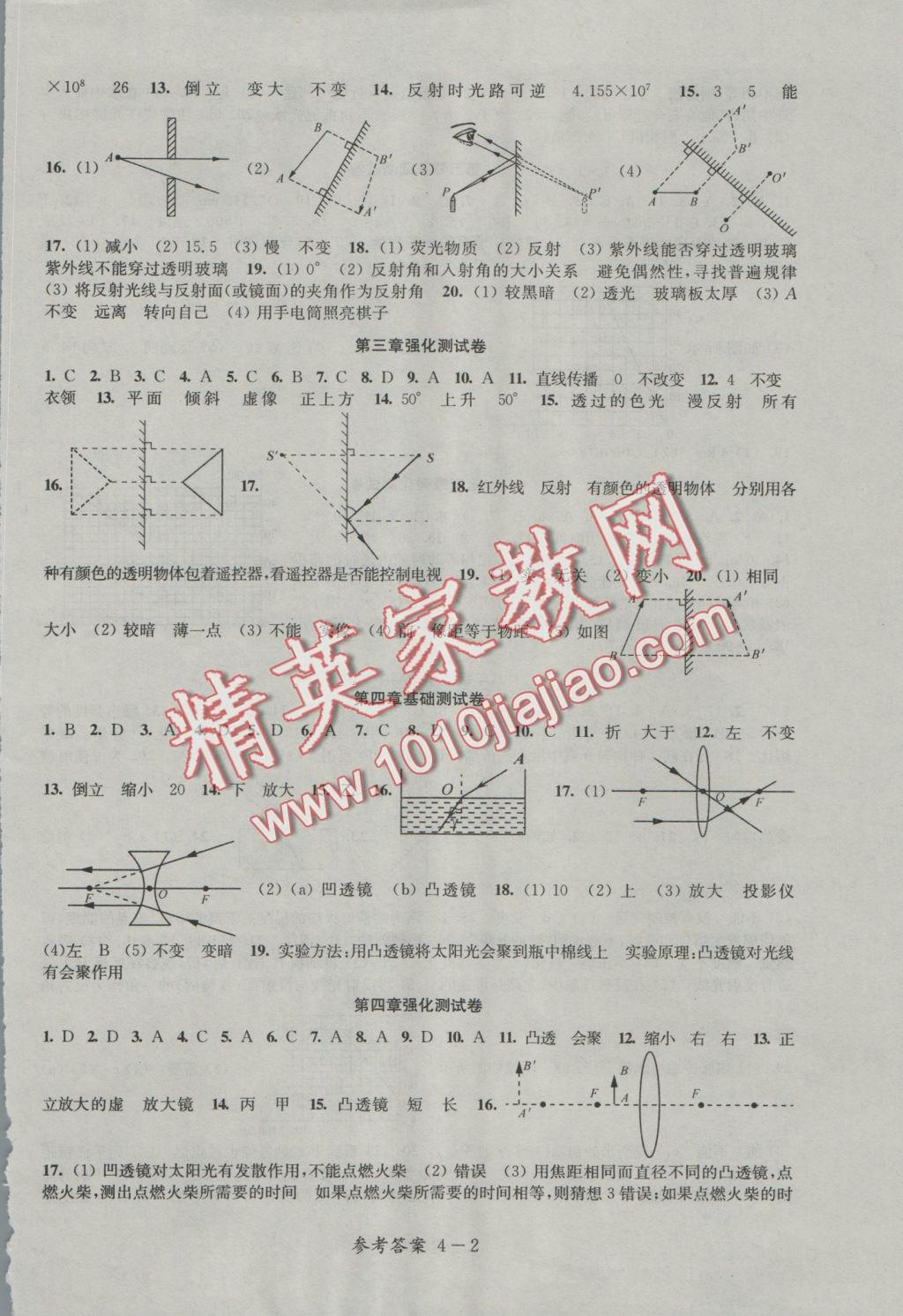 2016年同步練習(xí)配套試卷八年級(jí)物理上冊(cè)江蘇科學(xué)技術(shù)出版社 參考答案第2頁(yè)