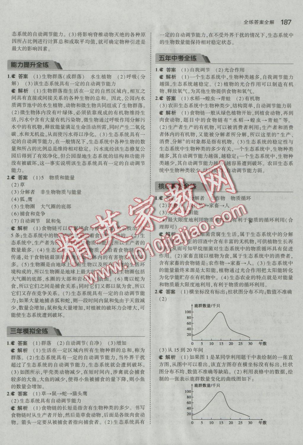 2016年5年中考3年模擬初中科學九年級全一冊浙教版 參考答案第47頁