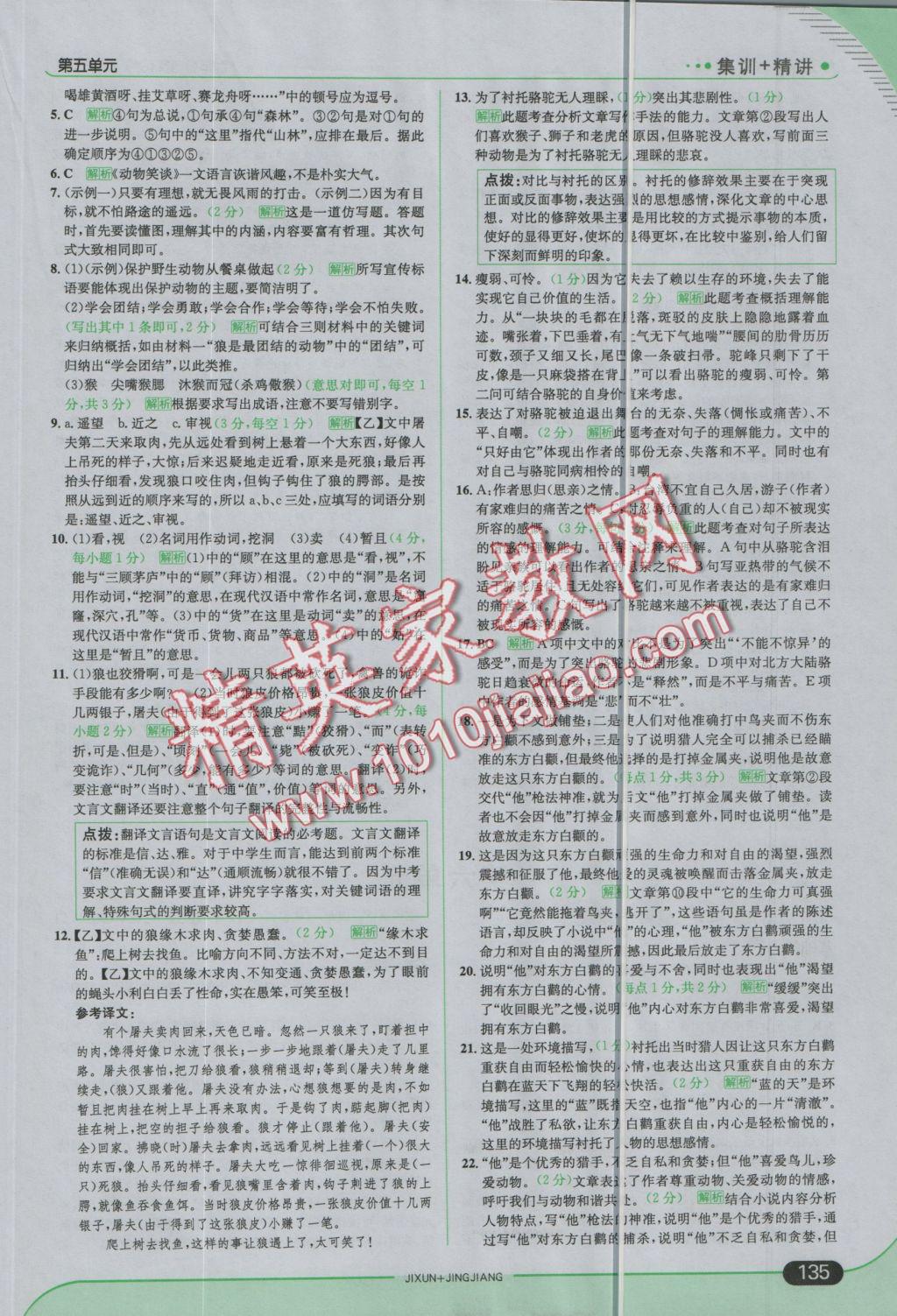 2016年走向中考考場七年級語文上冊人教版 參考答案第25頁