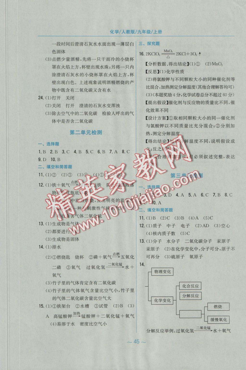 2016年新編基礎(chǔ)訓(xùn)練九年級化學(xué)上冊人教版 參考答案第9頁