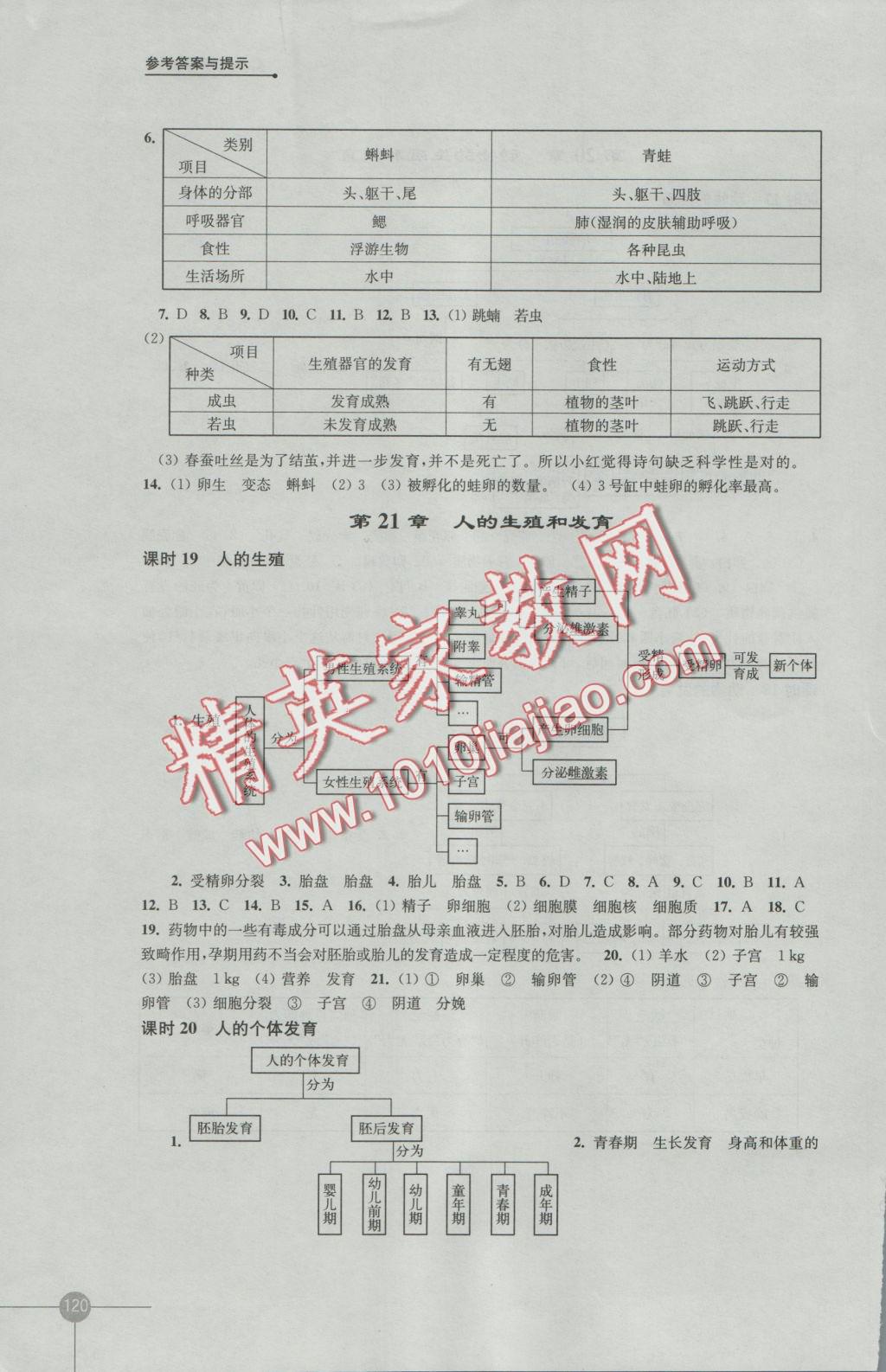 2016年初中生物学课课练八年级上册苏科版 参考答案第8页