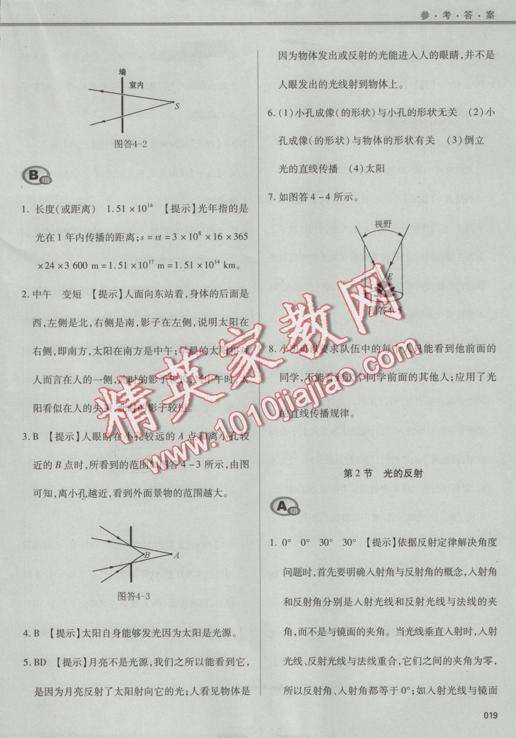 2016年學(xué)習(xí)質(zhì)量監(jiān)測八年級物理上冊人教版 參考答案第19頁