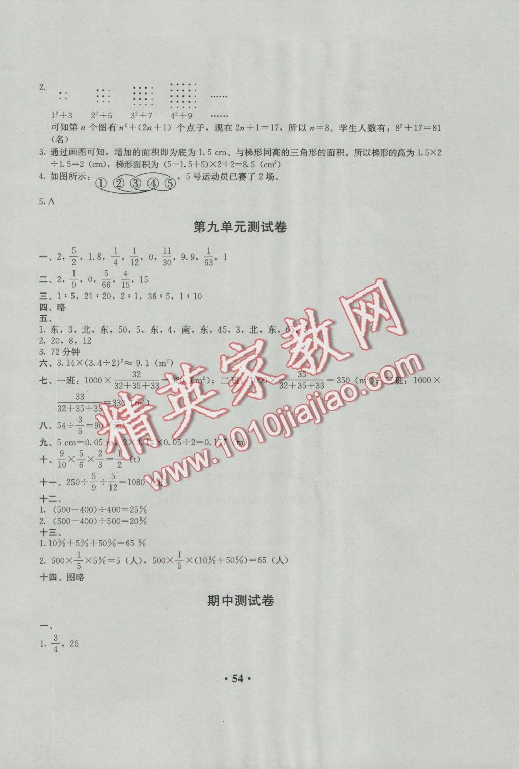 2016年人教金學(xué)典同步解析與測評六年級(jí)數(shù)學(xué)上冊人教版 參考答案第2頁