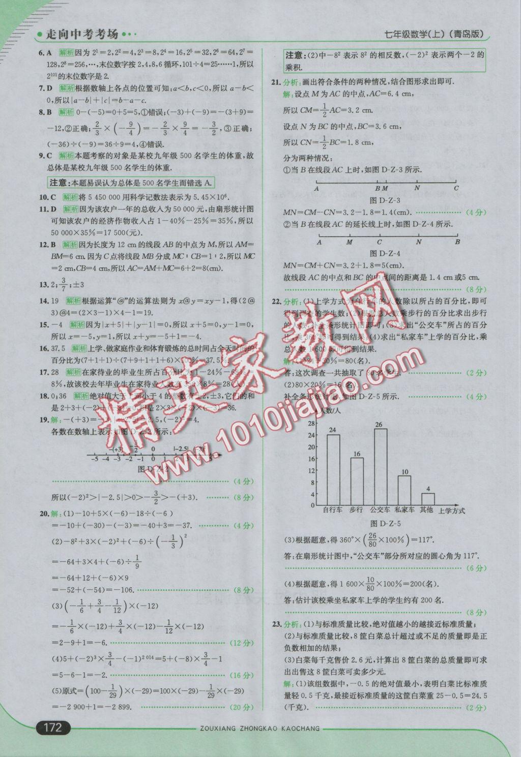 2016年走向中考考場(chǎng)七年級(jí)數(shù)學(xué)上冊(cè)青島版 參考答案第22頁(yè)