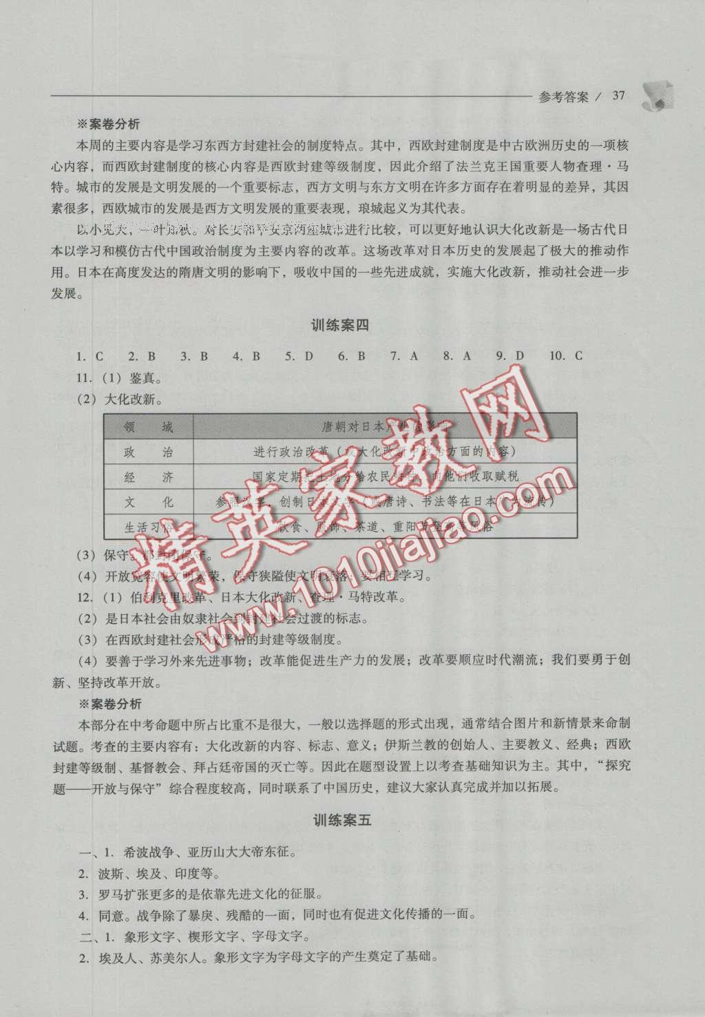 2016年新課程問題解決導學方案九年級世界歷史上冊人教版 參考答案第49頁