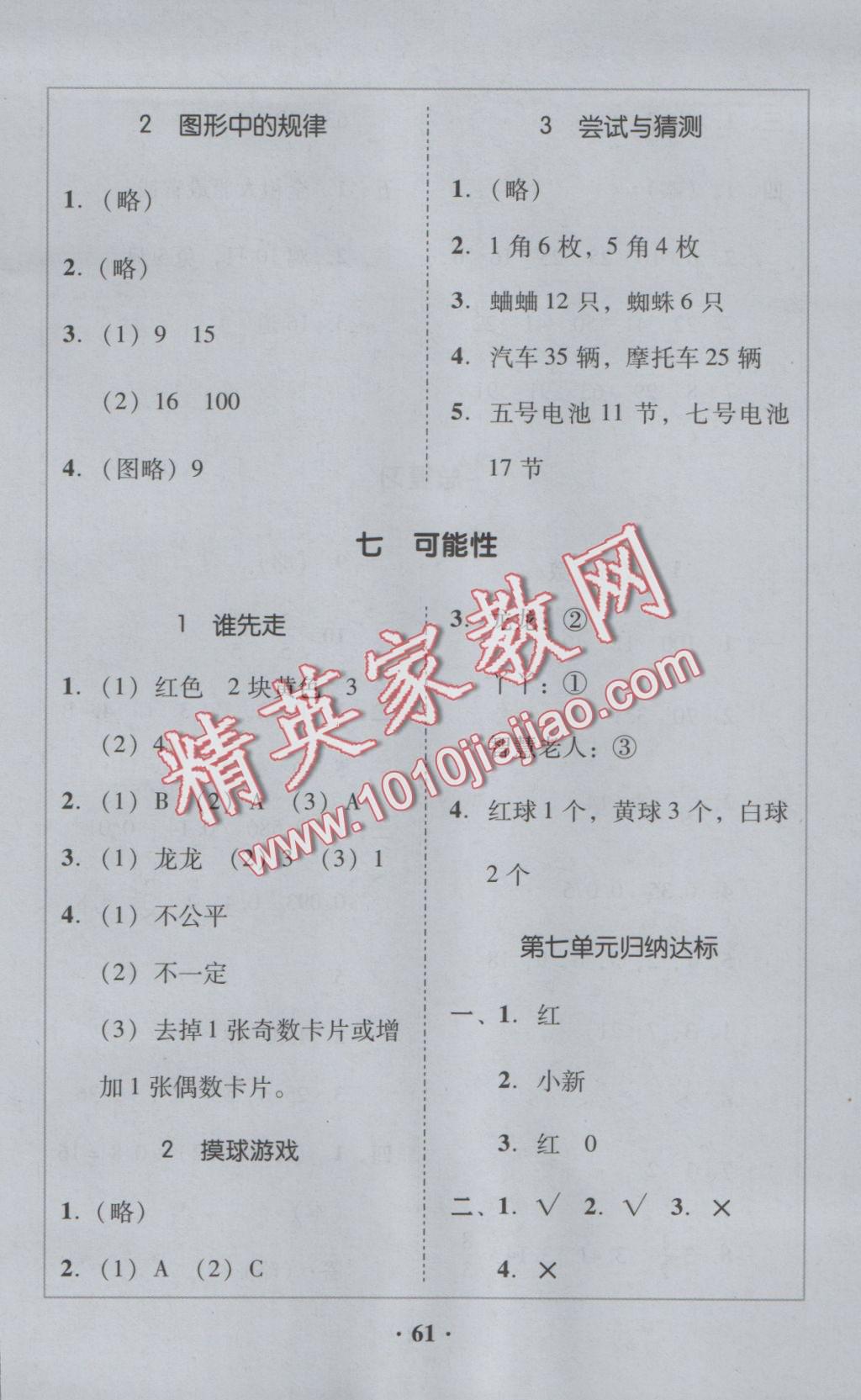 2016年家校導(dǎo)學(xué)五年級數(shù)學(xué)上冊北師大版 參考答案第23頁