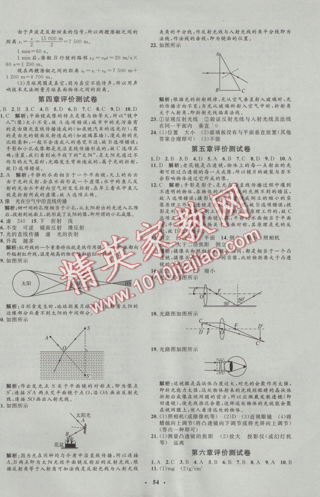 2016年非常1加1完全題練八年級(jí)物理上冊(cè)人教版 參考答案第22頁