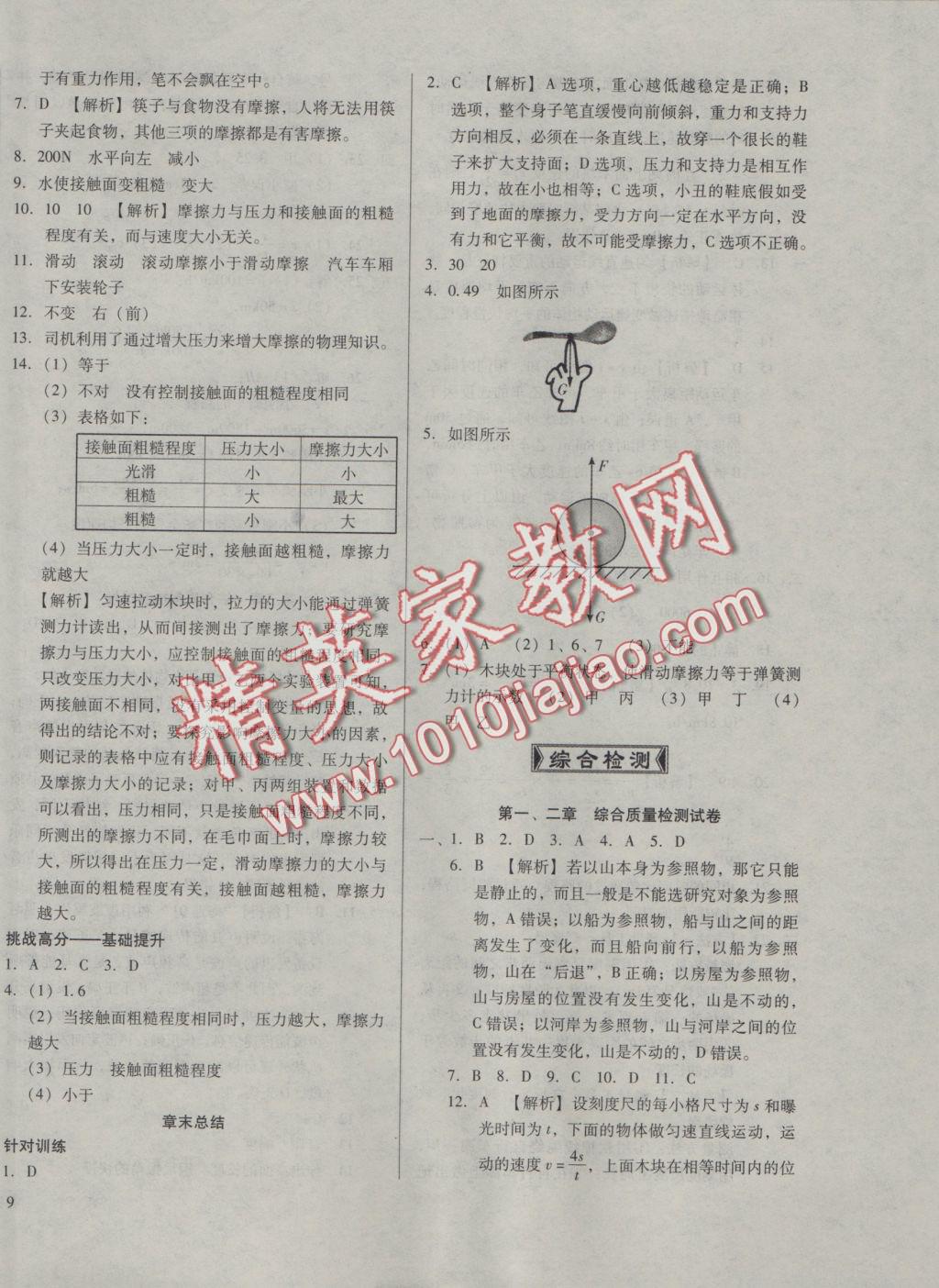 2016年胜券在握打好基础金牌作业本八年级物理上册沪科版 参考答案第18页