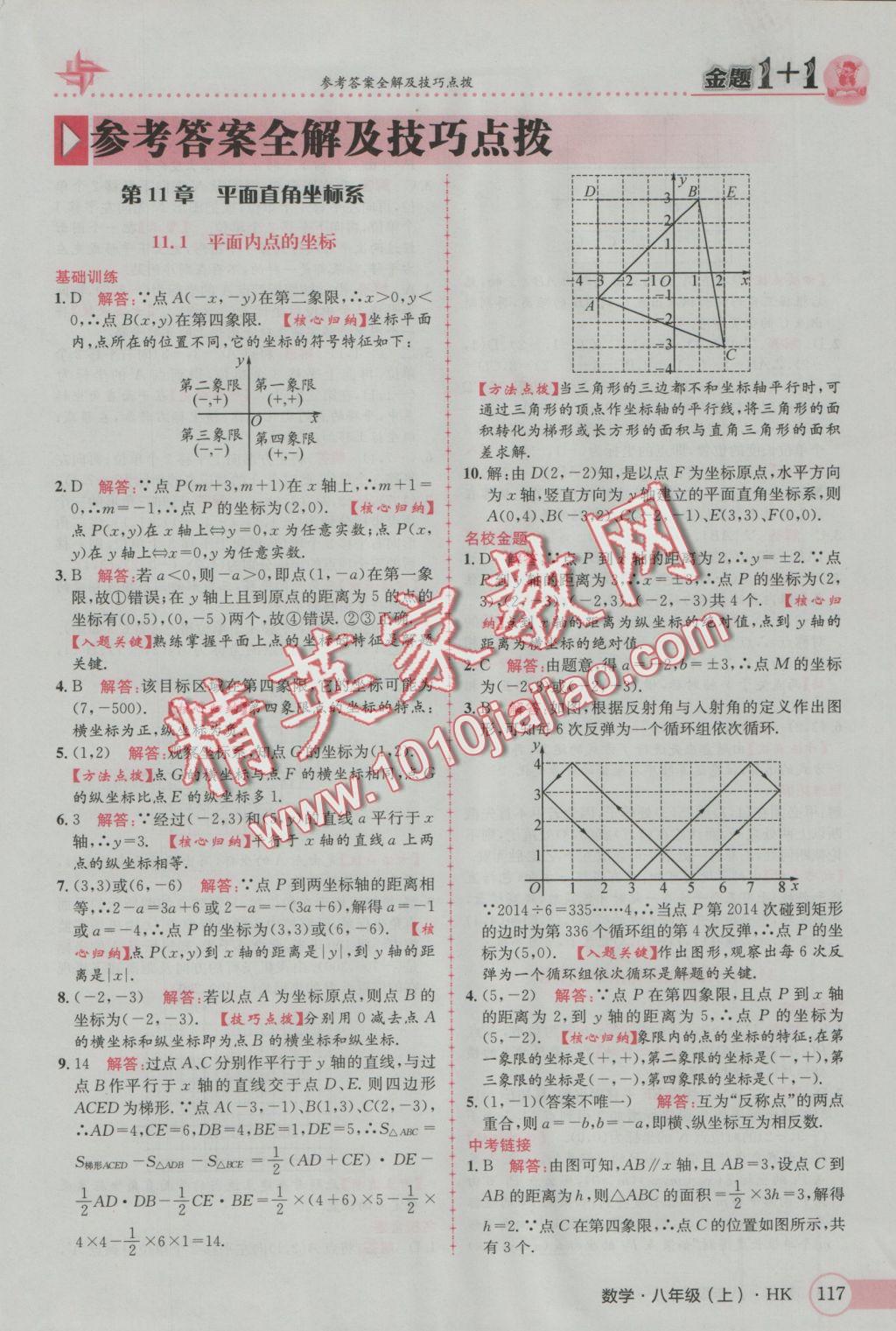 2016年金題1加1八年級(jí)數(shù)學(xué)上冊(cè)滬科版 參考答案第1頁