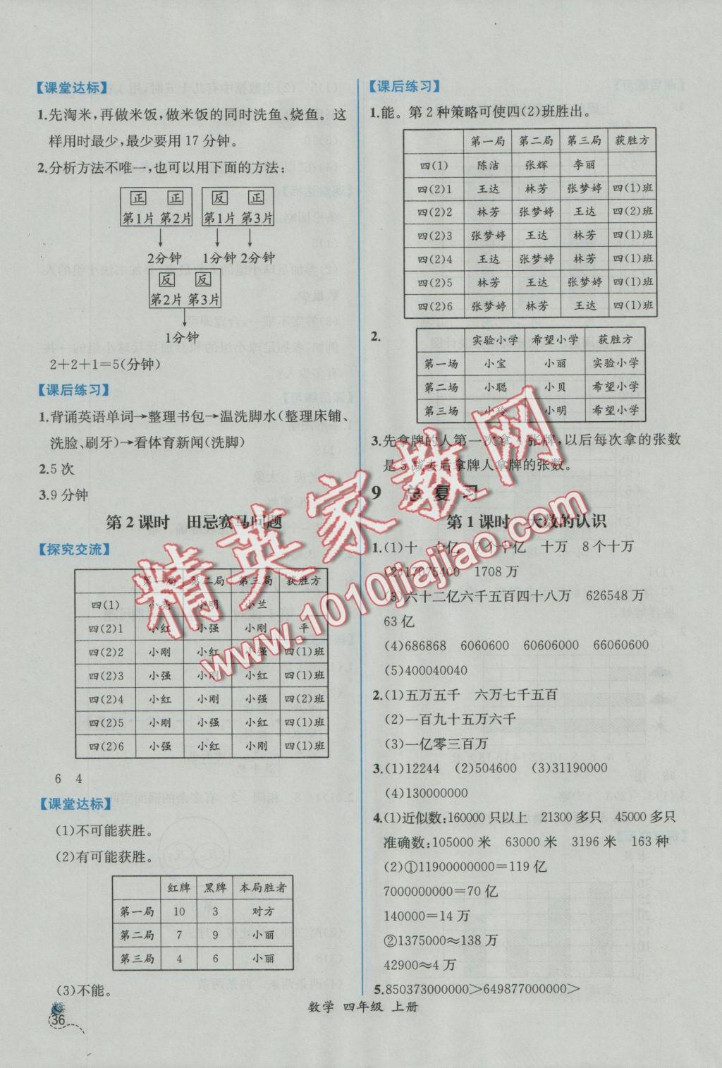 2016年同步导学案课时练四年级数学上册人教版 参考答案第16页