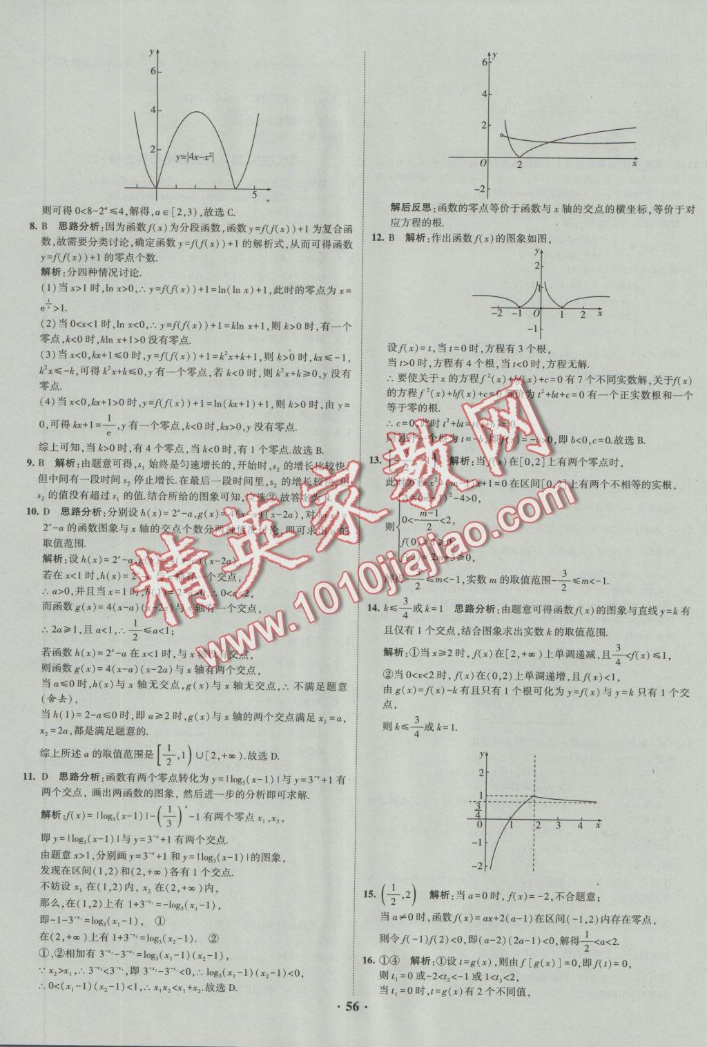 經(jīng)綸學(xué)典黑白題高中數(shù)學(xué)1集合常用邏輯用語(yǔ)函數(shù)與導(dǎo)數(shù)必修1、選修1-1、2-1、2-2 參考答案第56頁(yè)