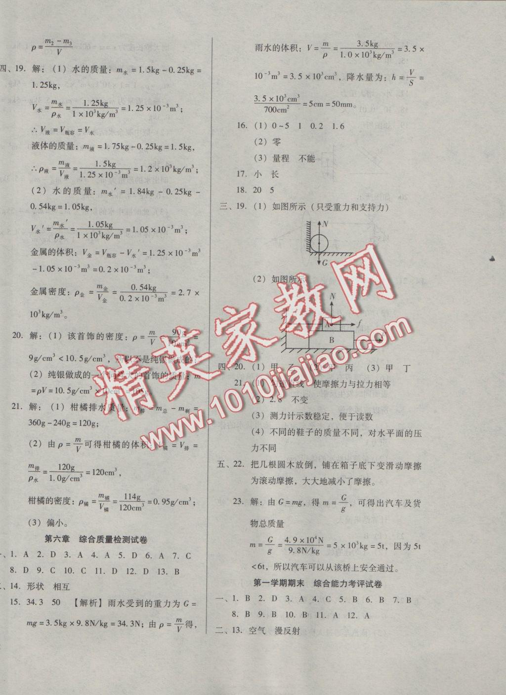 2016年勝券在握打好基礎(chǔ)金牌作業(yè)本八年級(jí)物理上冊滬科版 參考答案第22頁