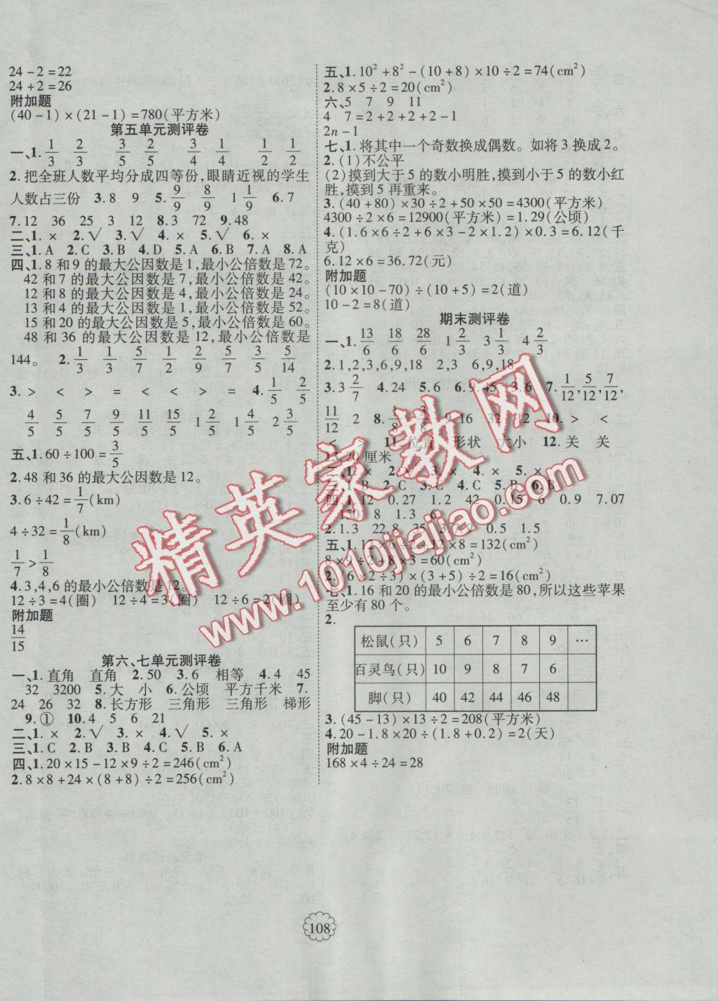 2016年暢優(yōu)新課堂五年級(jí)數(shù)學(xué)上冊(cè)北師大版 參考答案第8頁