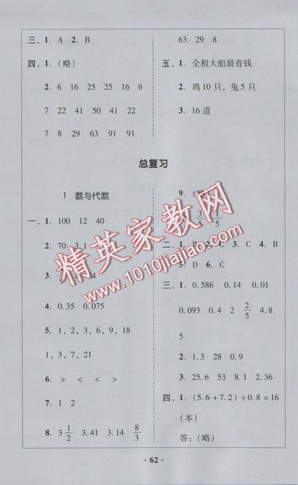 2016年家校導(dǎo)學(xué)五年級(jí)數(shù)學(xué)上冊(cè)北師大版 參考答案第24頁