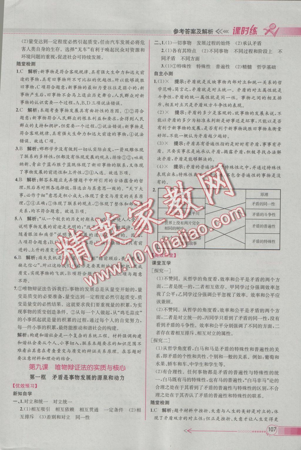 同步導(dǎo)學(xué)案課時練思想政治必修4人教版 參考答案第15頁