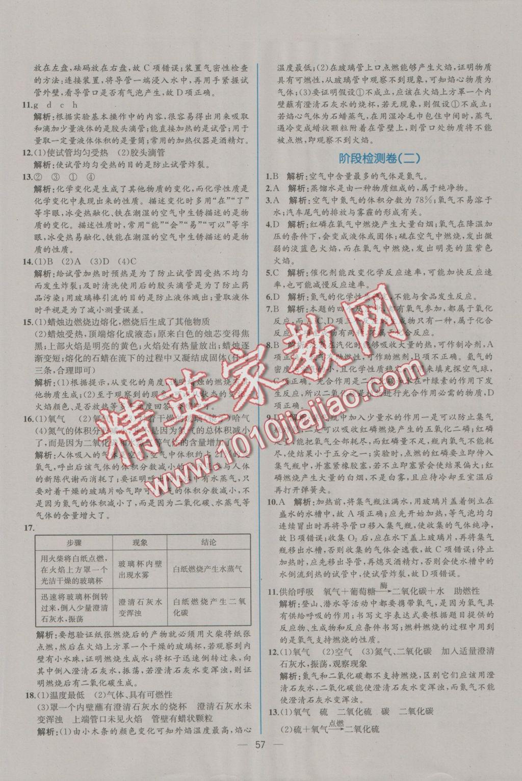 2016年同步導(dǎo)學(xué)案課時(shí)練九年級化學(xué)上冊人教版 參考答案第35頁