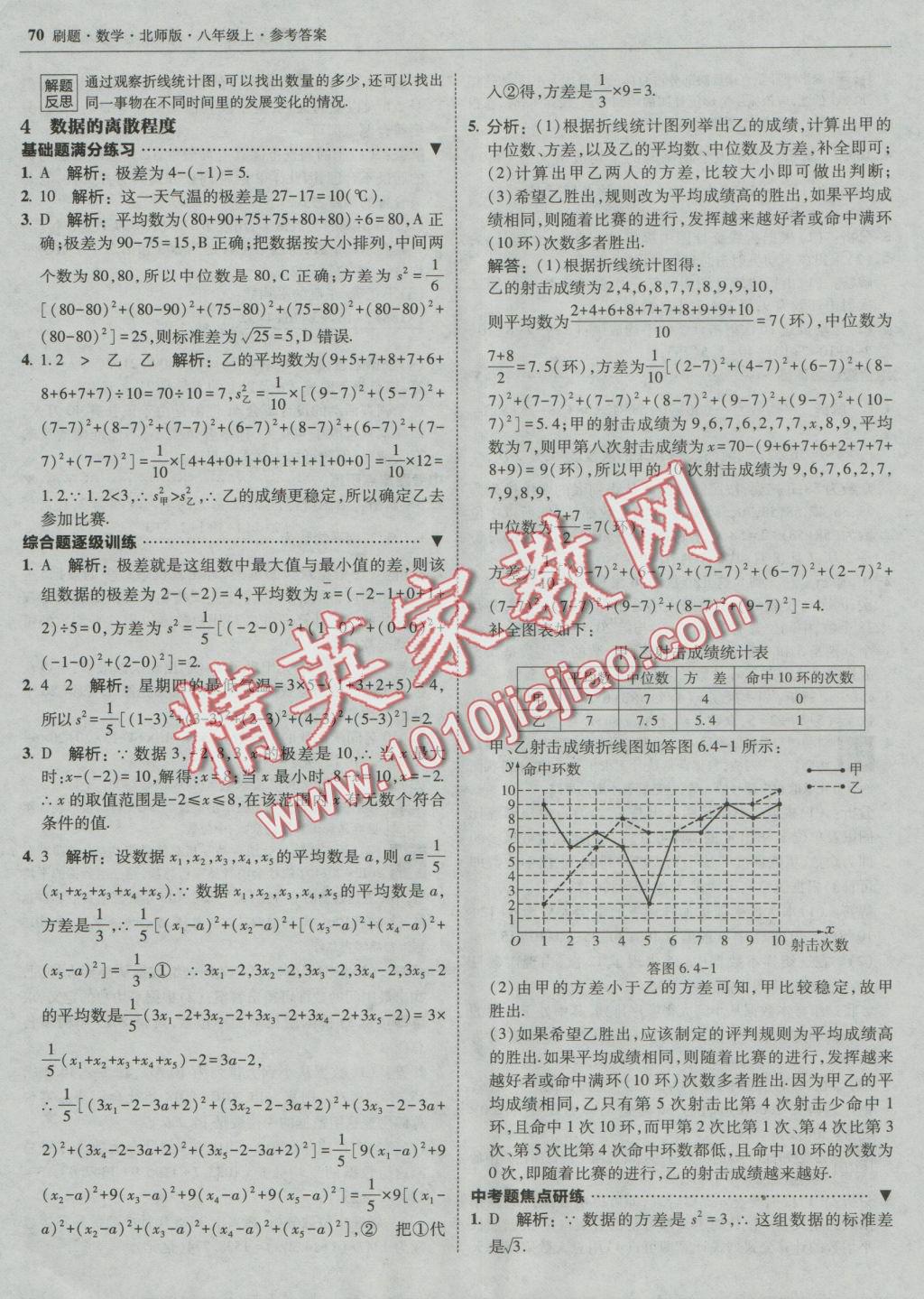 2016年北大绿卡刷题八年级数学上册北师大版 参考答案第33页