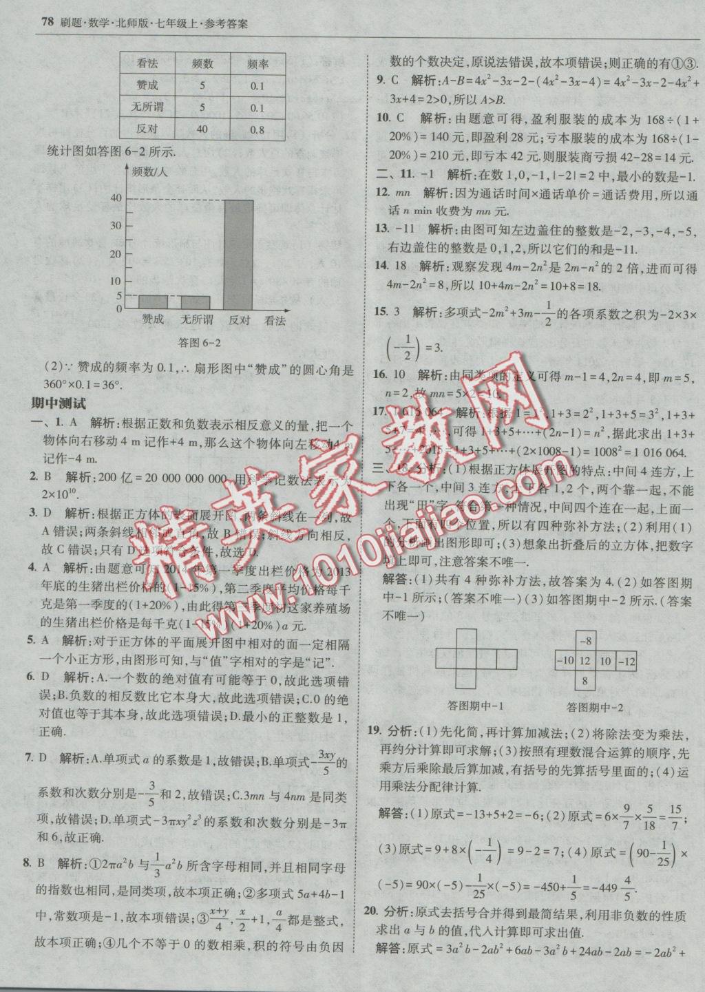 2016年北大綠卡刷題七年級(jí)數(shù)學(xué)上冊(cè)北師大版 參考答案第45頁(yè)