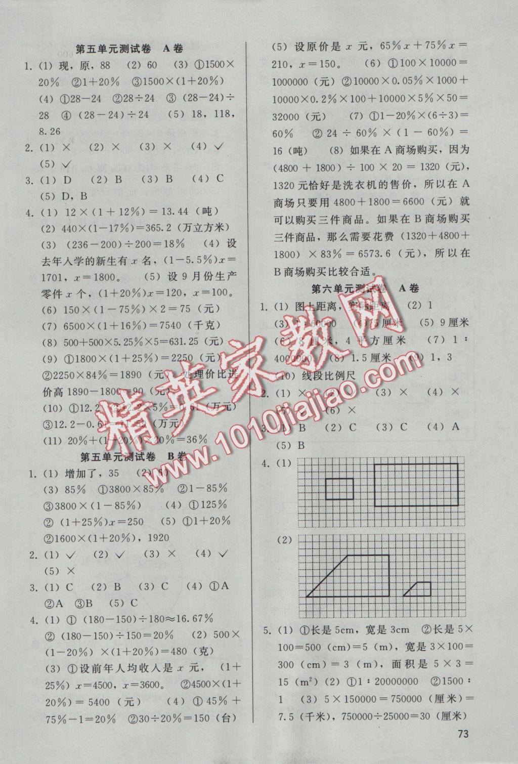 2016年基本功訓(xùn)練六年級(jí)數(shù)學(xué)上冊(cè)冀教版 參考答案第14頁