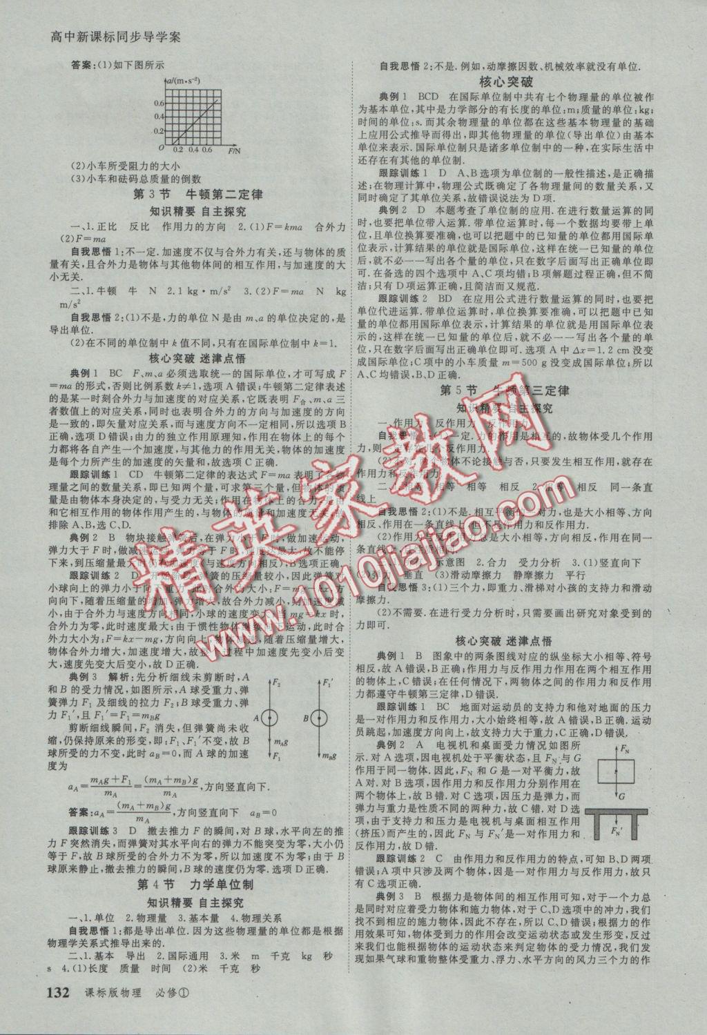 與名師對(duì)話高中新課標(biāo)同步導(dǎo)學(xué)案物理必修1人教版 參考答案第6頁(yè)