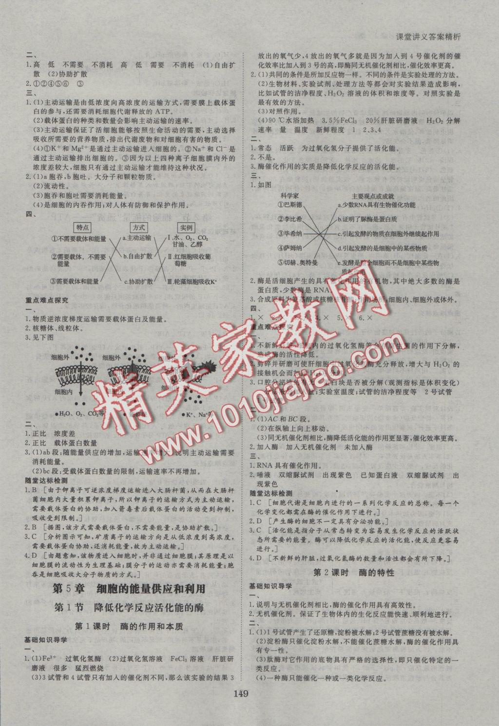 創(chuàng)新設(shè)計(jì)課堂講義生物必修1人教版 參考答案第8頁(yè)