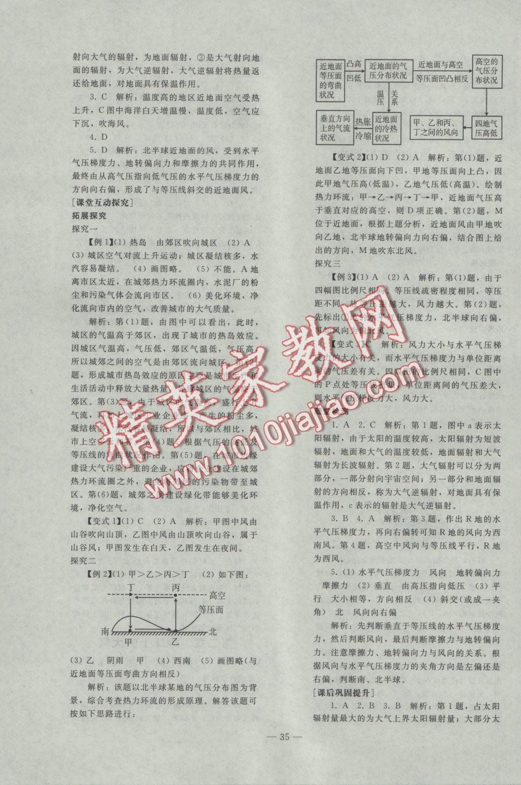 優(yōu)化學(xué)案地理必修1人教版 參考答案第7頁(yè)