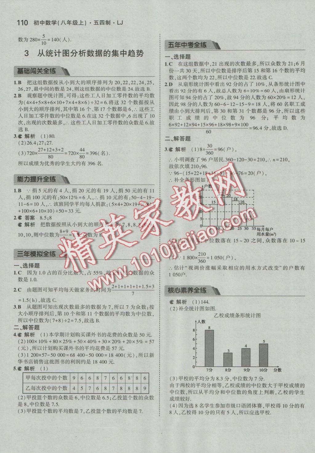 2016年5年中考3年模拟初中数学八年级上册鲁教版 参考答案第17页