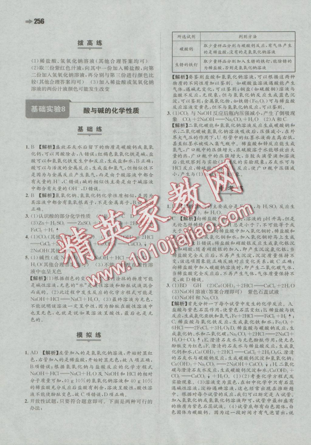 2016年一本九年級化學(xué)全一冊滬教版 參考答案第40頁