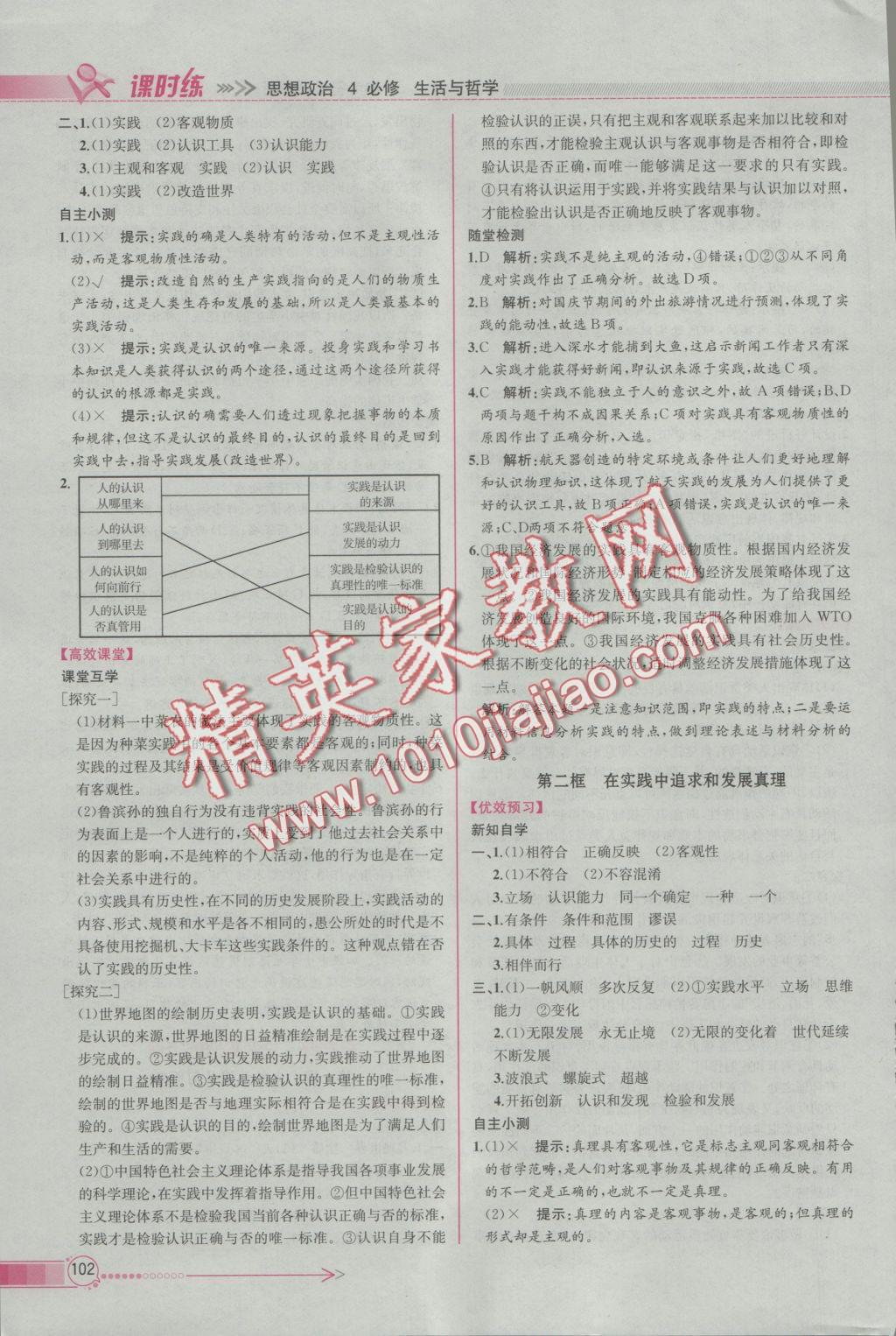 同步導學案課時練思想政治必修4人教版 參考答案第10頁