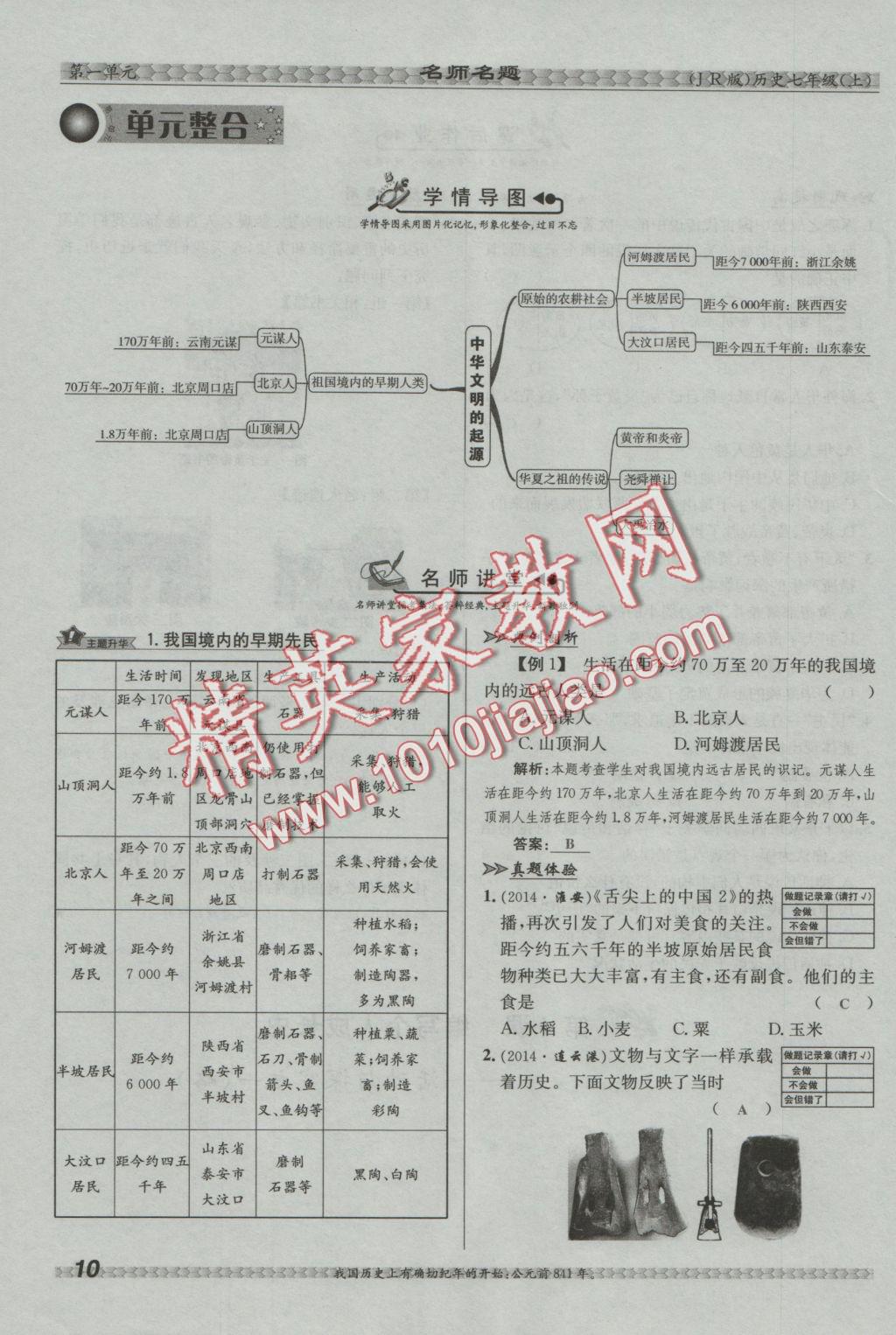 2016年優(yōu)學名師名題七年級歷史上冊冀人版 第一單元 中華文明的起源第36頁