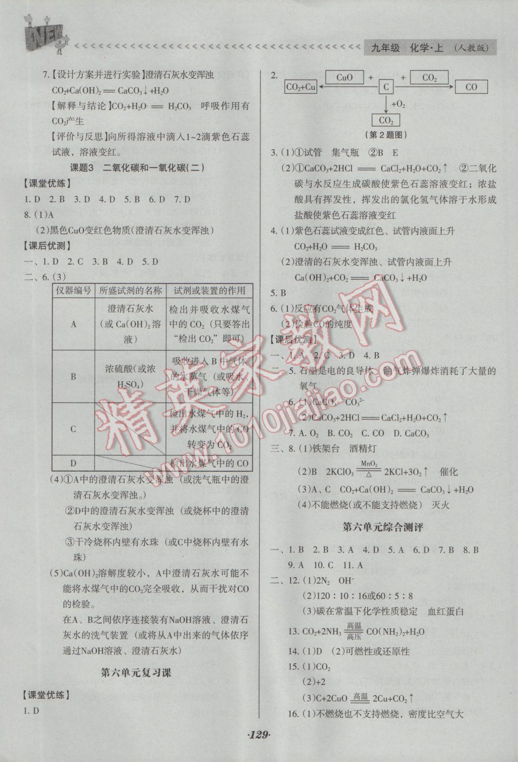 2016年全優(yōu)點(diǎn)練課計(jì)劃九年級(jí)化學(xué)上冊人教版 參考答案第12頁