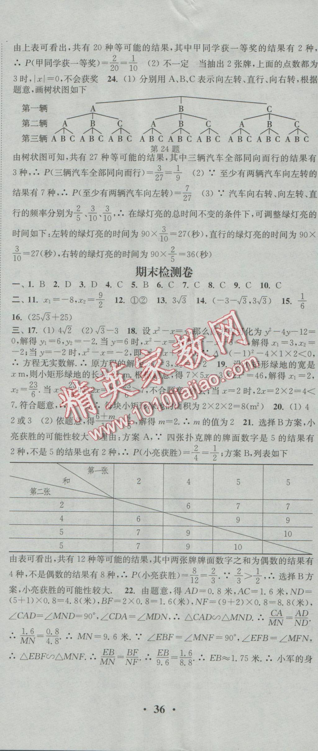 2016年通城學(xué)典活頁(yè)檢測(cè)九年級(jí)數(shù)學(xué)上冊(cè)華師大版 參考答案第23頁(yè)