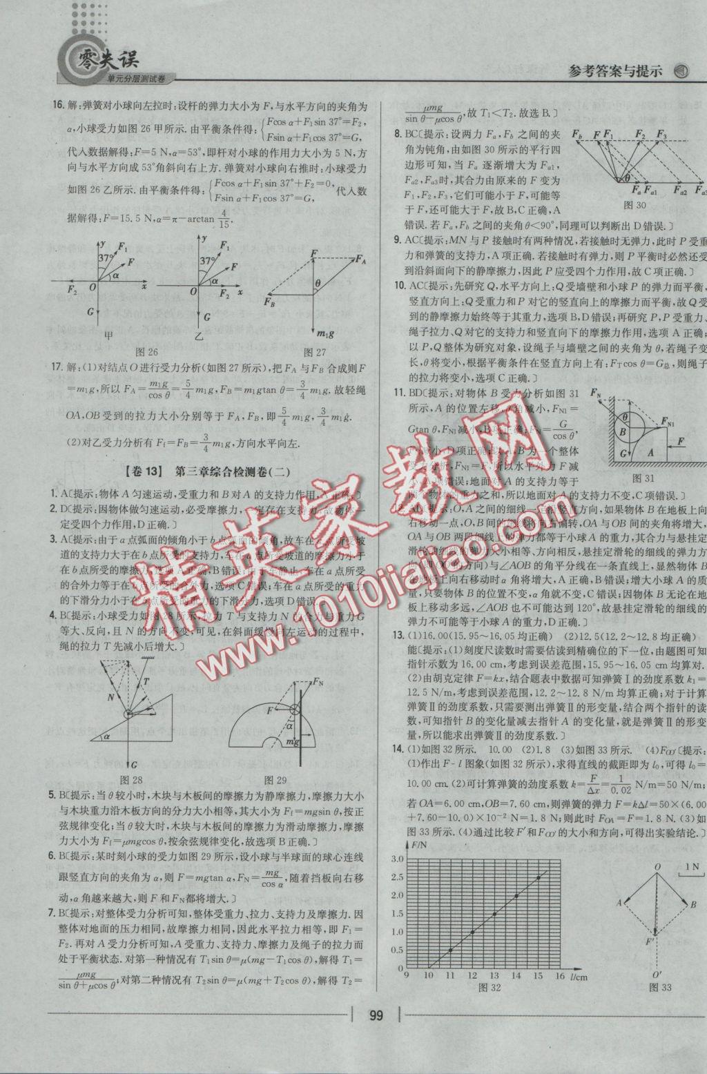 零失誤單元分層測試卷物理必修1人教版 參考答案第11頁