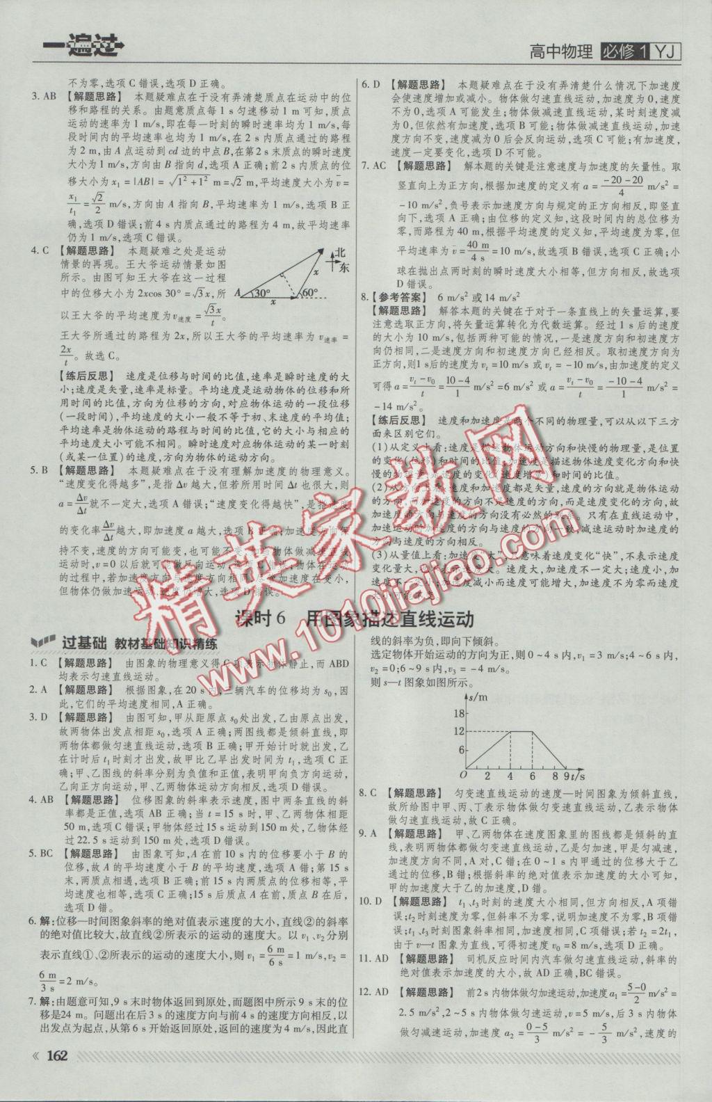 一遍過高中物理必修1粵教版 參考答案第8頁